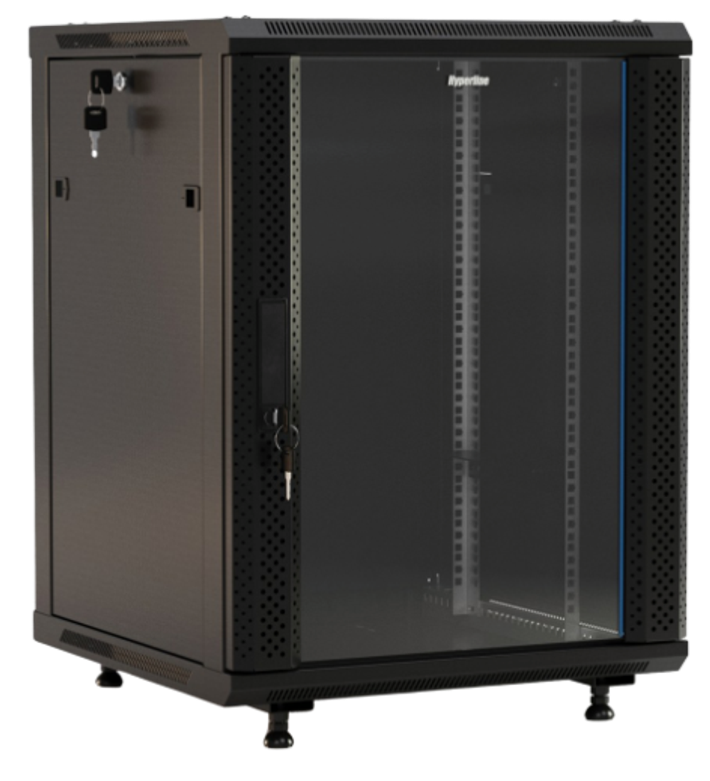 Шкаф настенный 19", 18U Hyperline TWB-FC-1866-GP-RAL9004