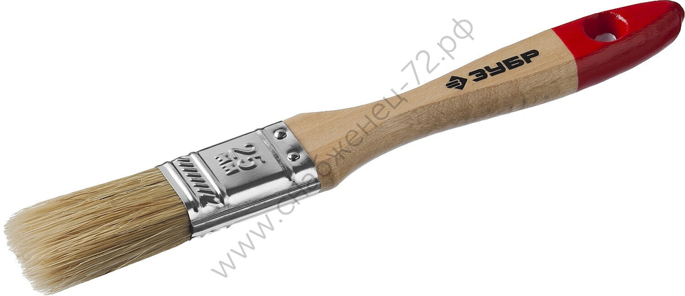 ЗУБР Универсал 25 мм, 1'' светлая натуральная щетина, деревянная ручка, Плоская кисть, МАСТЕР (4-01003-025)