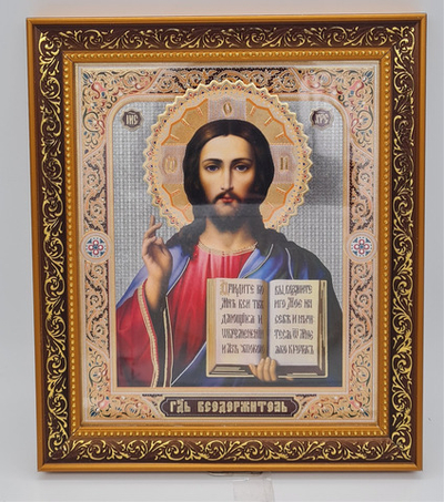 Икона баг.15*18 кон. Спаситель кор/ор/сер/ф(БоГ) 10681468