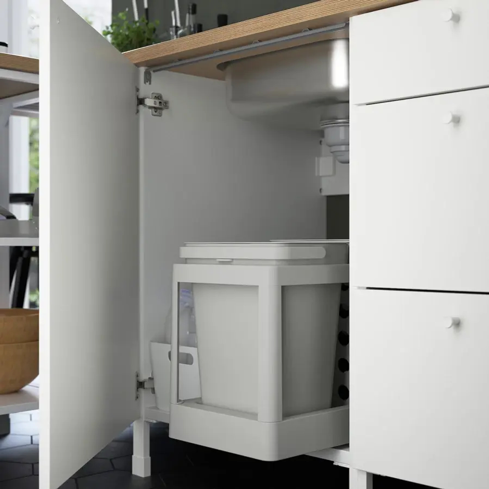 Угловой кухонный гарнитур - IKEA ENHET, 210.5х248.5х75 см, белый, ЭНХЕТ ИКЕА