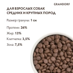 Корм сухой для собак GRANDORF ADULT ALL BREEDS TURKEY & BROWN RICE низкозерновой для взрослых собак всех пород с индейкой и коричневым рисом, 1кг