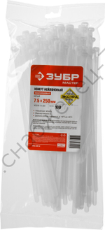 ЗУБР КСР-Б1 7.5 x 250 мм, нейлон РА66, кабельные стяжки разъемные белые, 100 шт, Профессионал (309240-75-250)