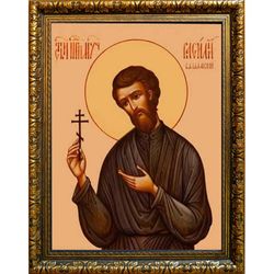 Василий Валаамский преподобномученик. Икона на холсте.