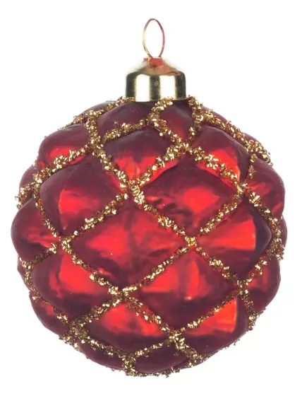 Винтажный стеклянный шар Рубиновый Шик 8 см., 1 шт., Karlsbach (09782)