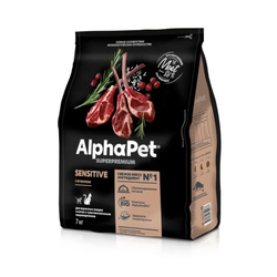 Сухой корм ALPHAPET Superpremium для взрослых кошек и котов с чувствительным пищеварением с ягненком - 7 кг