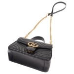 GUCCI GG Marmont Leather Handbag Mini Women"s Black