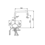 Смеситель для кухни 1/2 кер F4019 FRAP (выс.пов.излив, п/шпильку, хром, силумин)