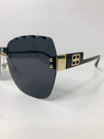 Солнцезащитные очки W1026 без оправы с золотым мостиком\Черный оптом