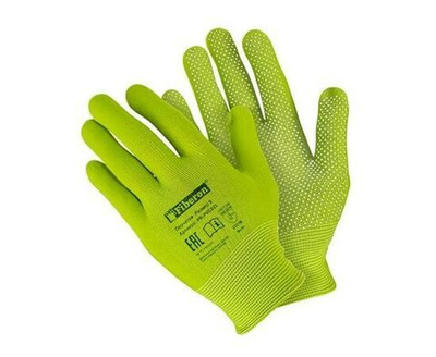 Перчатки Садовые работы: МИКРОТОЧКА , полиэстер, ПВХ-точка, микс цветов, в и/у, 9(L), Fiberon