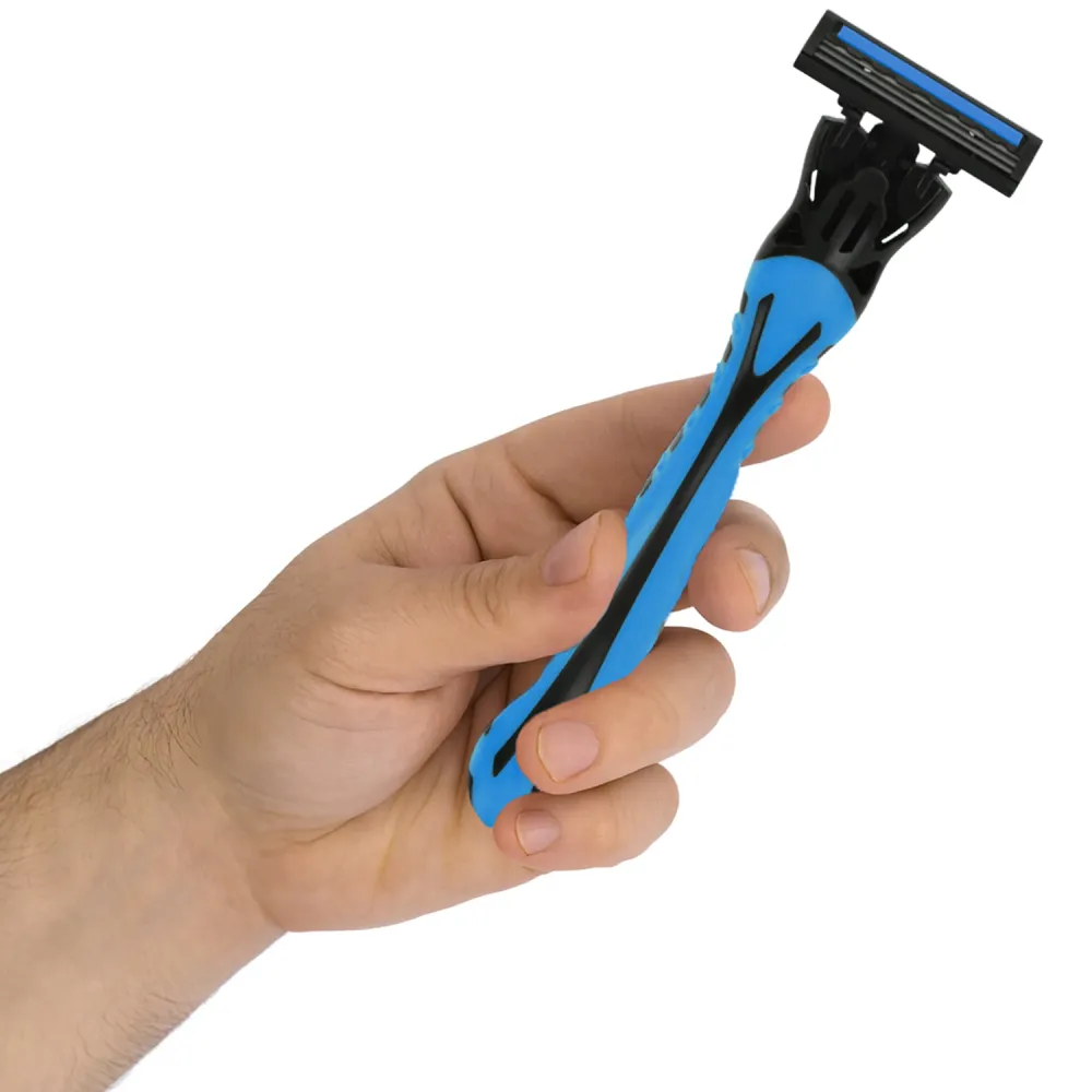 Бритвенный станок многоразовый мужской, 3 лезвия, 31 кассета, синий, X-ONE (ИКС-УАН), 700024