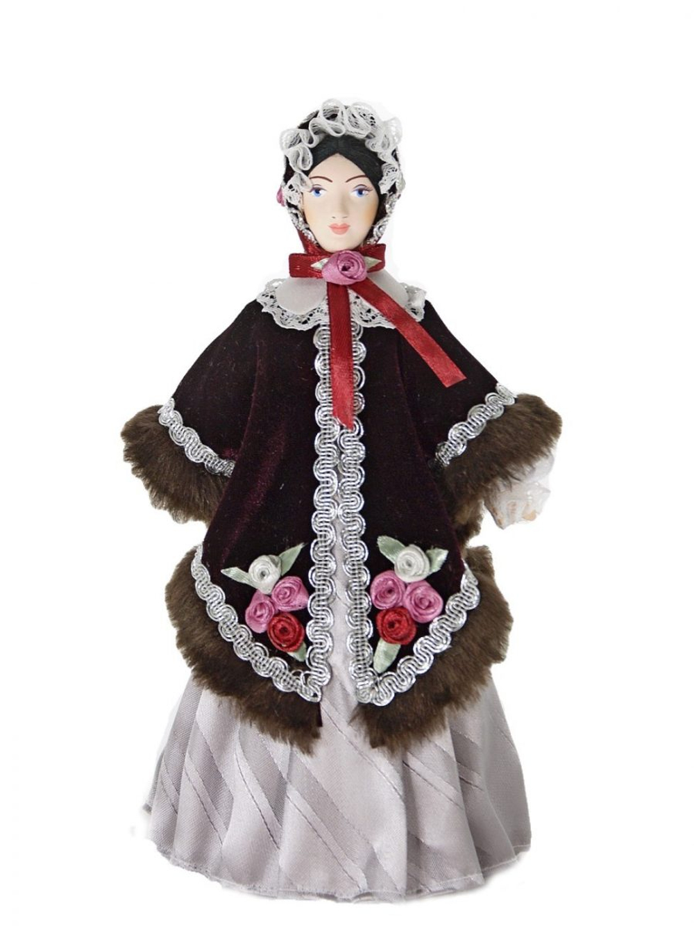 Кукла коллекционная Дама в бархатном салопе 19 века