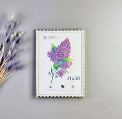 Фоторамка пластиковая 21х30 см, белый, фактура орнамент, арт. 2130.658608