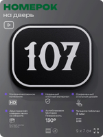 Номерок на дверь квартиры 106, для кабинета, офиса, шильдик 9 х 7 см, черный, Айдентика Технолоджи