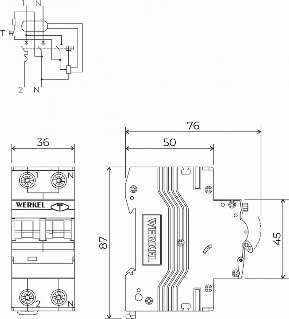 Дифференциальный автоматический выключатель 1P с Wi-Fi Werkel W922P164
