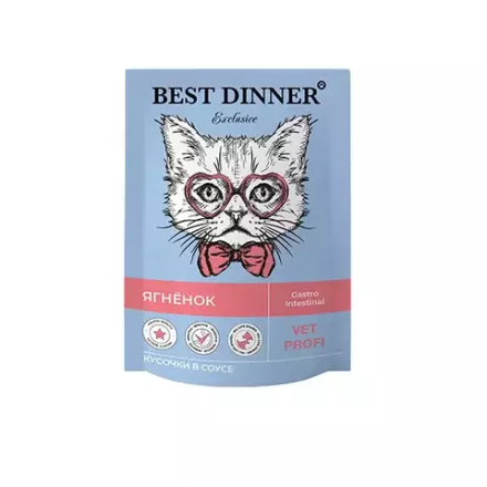 Паучи BEST DINNER Exclusive Vet Profi Gastro Intestinal кусочки в соусе с ягенком 85гр