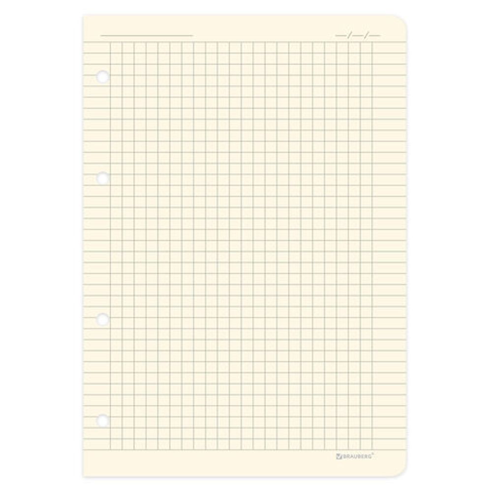 Сменный блок для тетрадей на 4 кольцах А5 120 л., BRAUBERG, ПОВЫШЕННОЙ ПЛОТНОСТИ, кремовый, 403639
