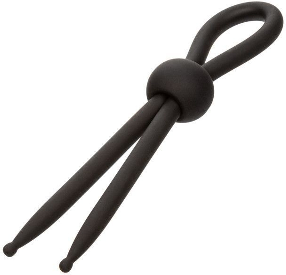 Черное эрекционное лассо на пенис Liquid Silicone Lasso (Цвет: черный)