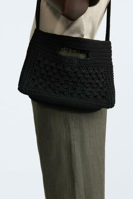 ZARA ТКАНАЯ СУМКА SOFT, ЧЕРНЫЙ