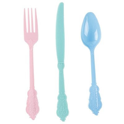 Столовые приборы в нежных цветах, 24 шт