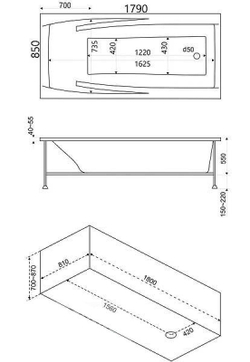 Акриловая ванна Bas (Бас) Эвита 180x85, с каркасом