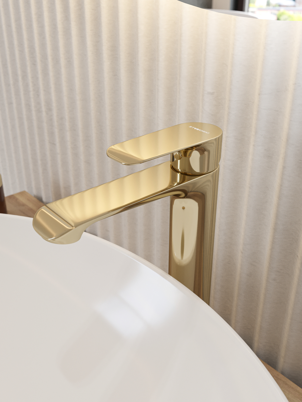 Смеситель для раковины STWORKI Копенгаген S42020GG глянцевое золото