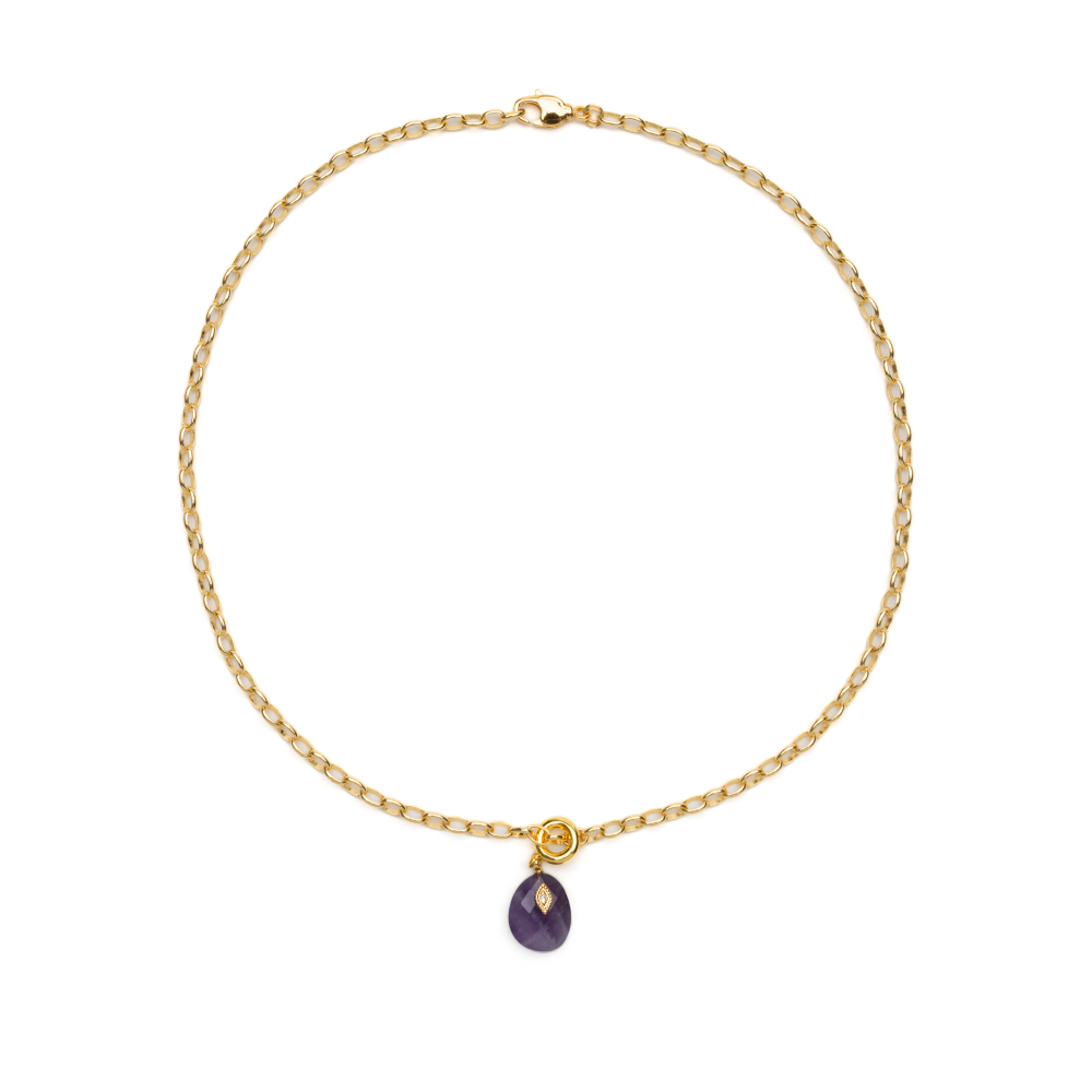 Латунная цепочка с подвеской из Аметиста, gold