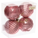 Набор шаров «Зимний коллаж» 7 см (в наборе 4 шт), Розовое золото