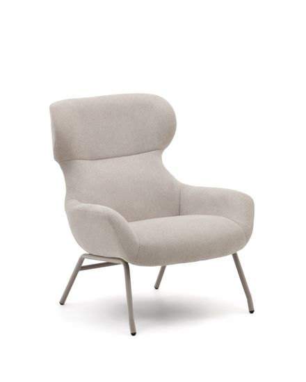 Belina Кресло из бежевой синели и стали с белой отделкой Испания LA Forma