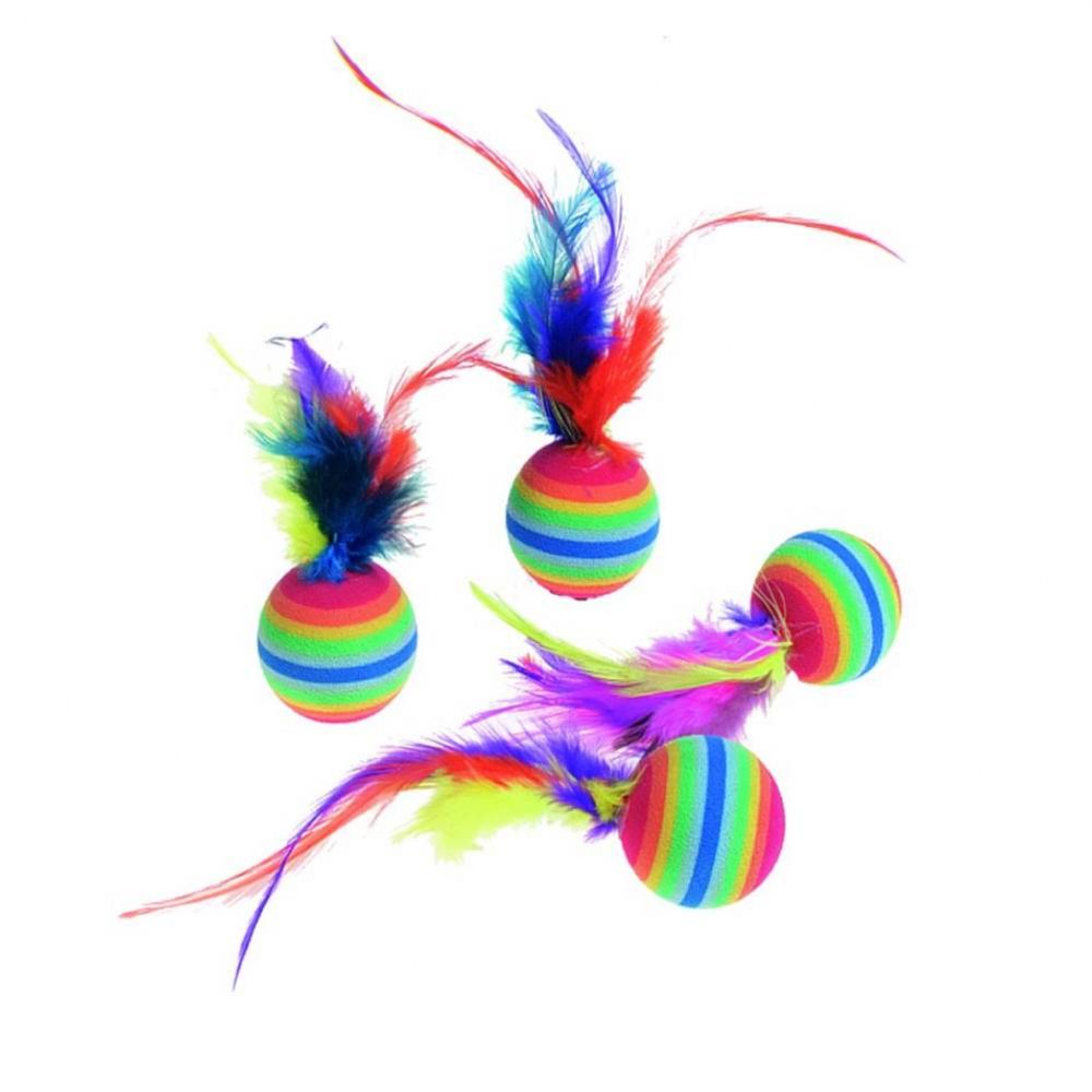 Flamingo Игрушка для кошек &quot;Радужные шарики с перьями&quot;
