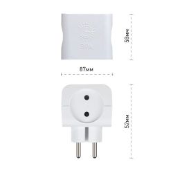 Разветвитель электрический ЭРА SP-4-W на 4 розетки без заземления 16А белый