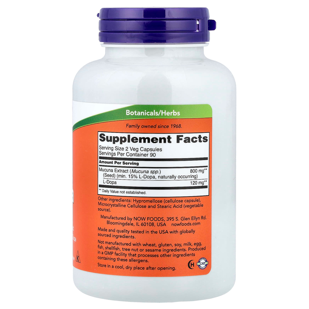 NOW Foods, мукуна жгучая, 180 растительных капсул