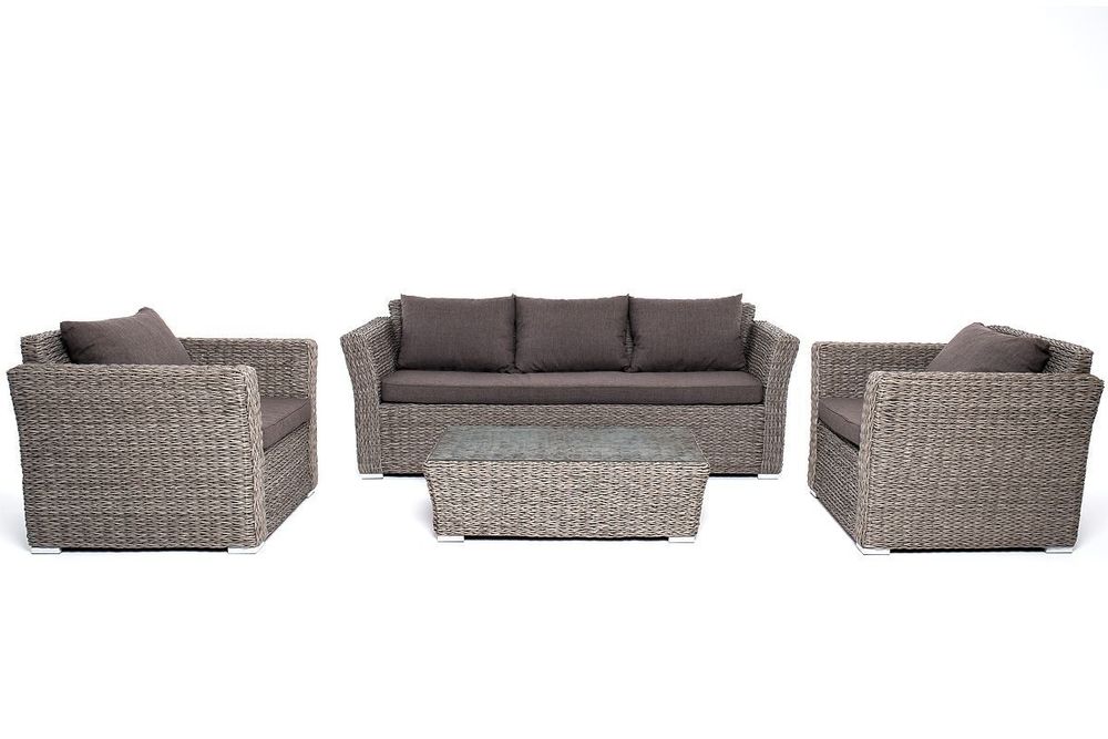 "Капучино" лаунж-зона из искусственного ротанга (гиацинт), цвет серый