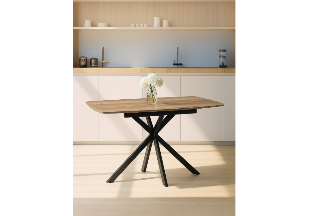 Стол деревянный Woodville Тамаса 120(150)х70х76 дуб галифакс табак, черный