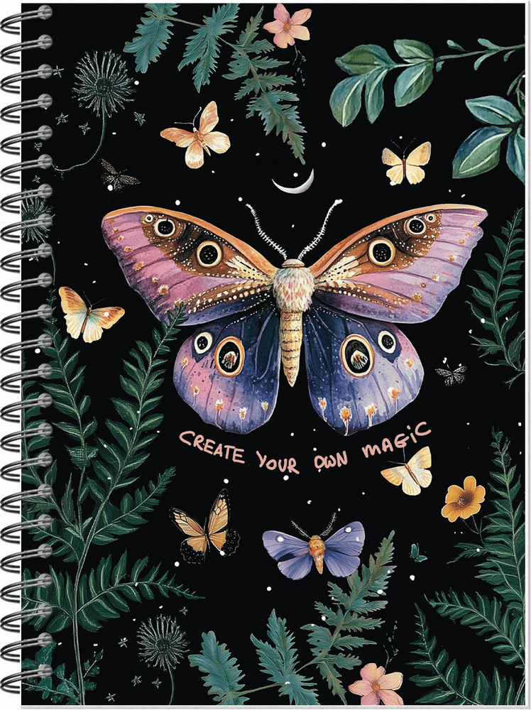 Блокнот для зарисовок SKETCHBOOK А5 с жесткой ламинированной обложкой 60л. ВОЛШЕБНЫЙ ЛЕС. НОЧНАЯ БАБОЧКА