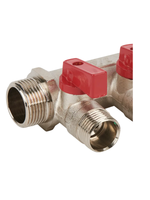 Коллектор латунь 3/4"внутр/наруж с 3-мя шаровыми кранами на 1/2" TERMA (14016)