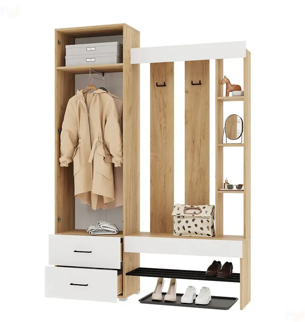 Прихожая Домино (крафт золотой/белый), Горизонт