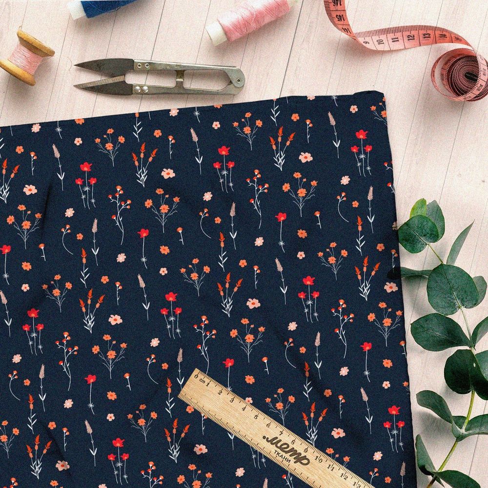 Ткань атлас миниатюрные цветы