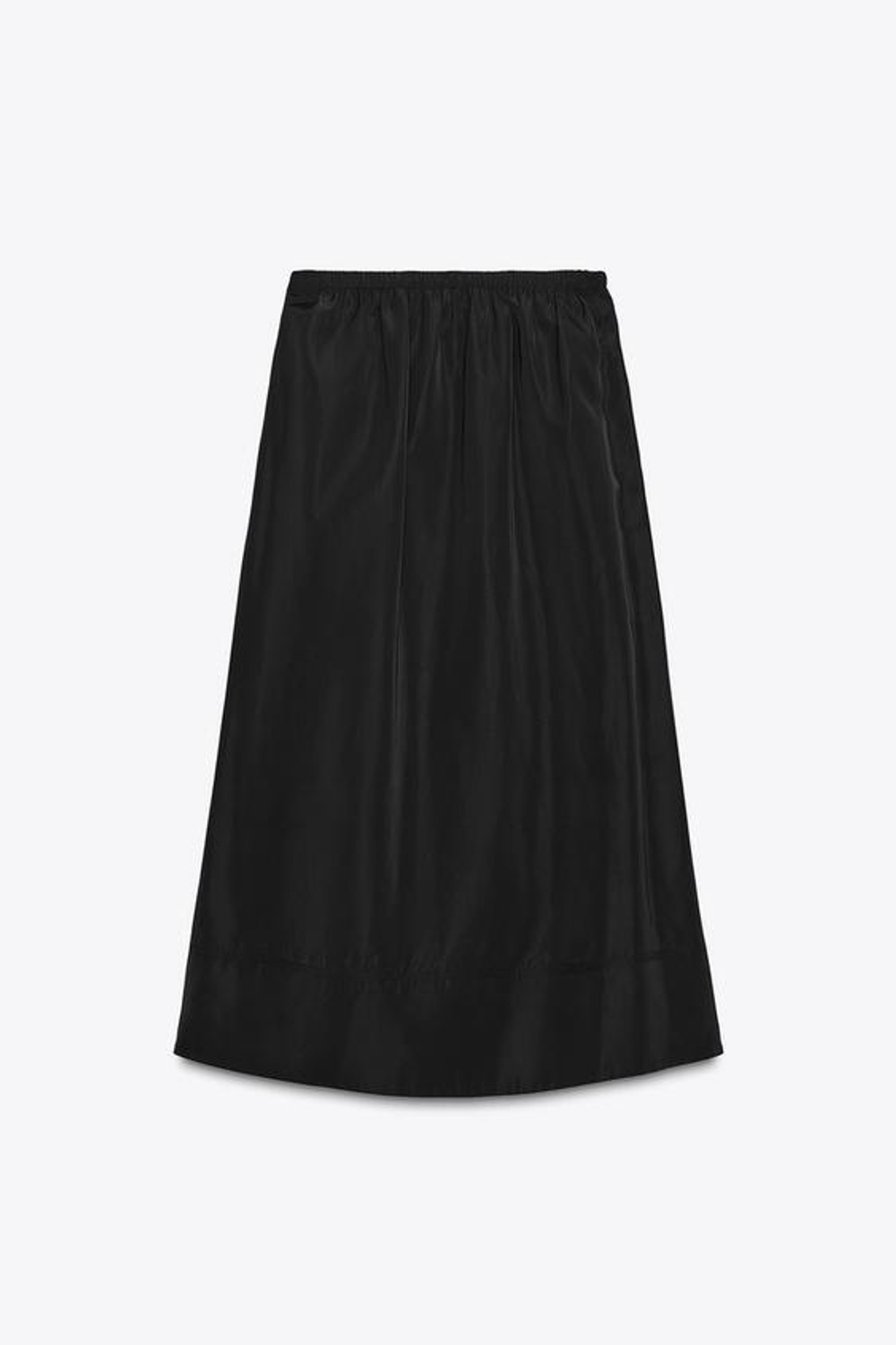 ZARA ЮБКА-МИДИ С ЭФФЕКТОМ ТЕХНИЧЕСКОЙ ТКАНИ ZW COLLECTION, ЧЕРНЫЙ