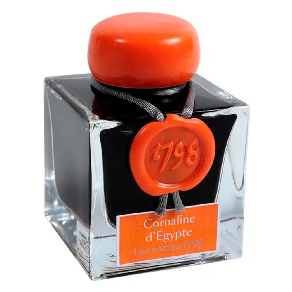 Чернила во флаконе Herbin Prestige 1798 50 мл Coraline d'Egypte оранжевые с серебряными блестками (15556JT) 1