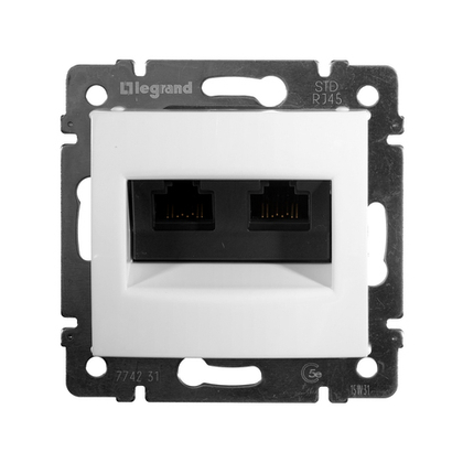 Розетка компьютерная двойная RJ45 категория 5e UTP с захватами - белый Valena Classic LEGRAND