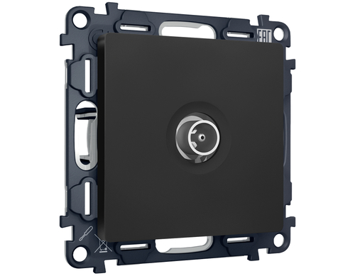 MA813030 Комплект механизма TV розетки проходной ALFA Черный матовый 5-1000 MHz 4dB QUANT (AP8130, VM211)