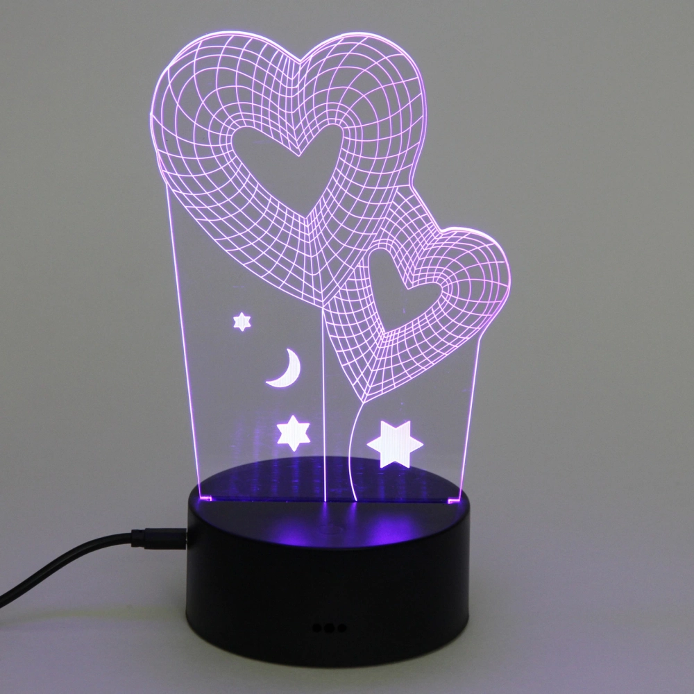 Светильник ночник «3D-Любовь» на пластиковой подставке, с включателем USB