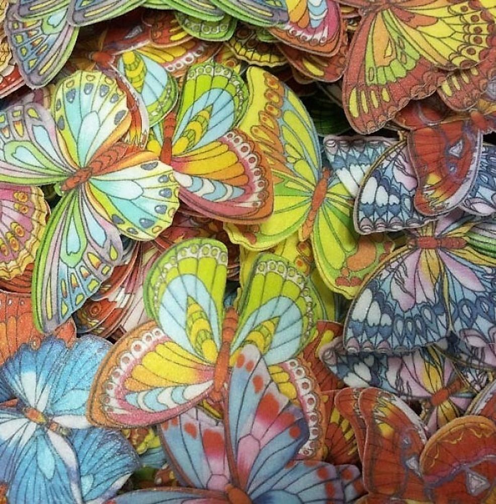 Вафельные бабочки микс цветов  10 шт.