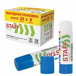 Клей-карандаш 9 г, ВЫГОДНАЯ УПАКОВКА, КОМПЛЕКТ 24 ШТУКИ, STAFF EVERYDAY, 273016