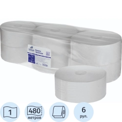 Бумага туалетная д/дисп Luscan Professional 1сл белая втор 480м 6рул/уп