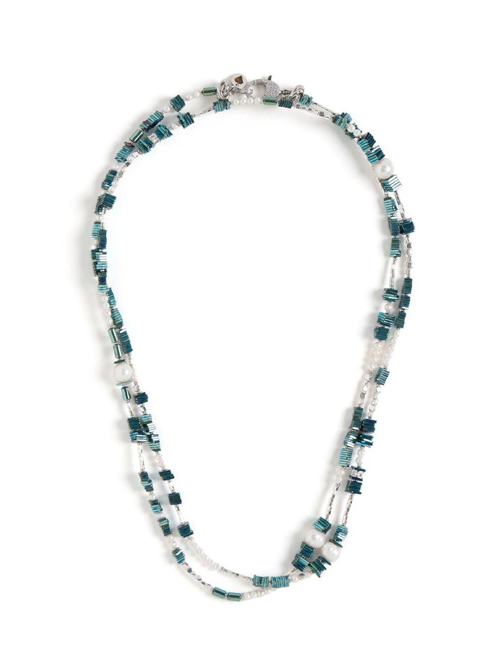 Сотуар "Hematite green pearl long" Silver