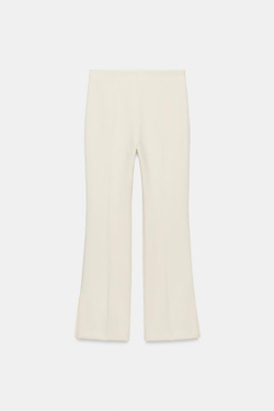 ZARA УКОРОЧЕННЫЕ БРЮКИ С ВЫСОКОЙ ПОСАДКОЙ — ZW COLLECTION, ЭКРЮ