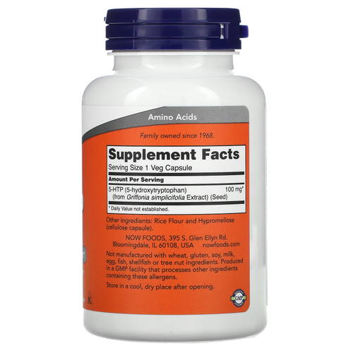 NOW Foods, 5-HTP, 100 мг, 120 растительных капсул