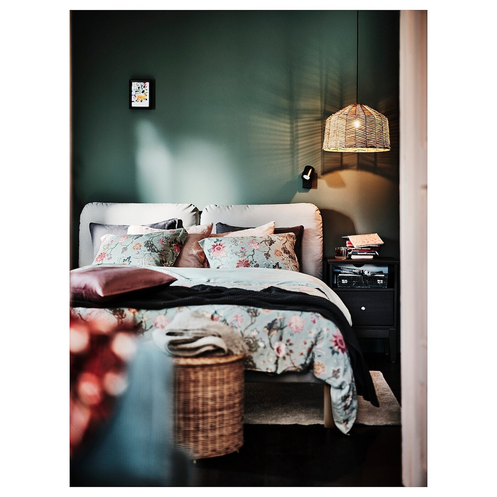 Настенный светильник IKEA KAPPELAND / HEMMA (КАППЕЛАНД / ХЕММА), Ротанг / Черный, 46х31 см