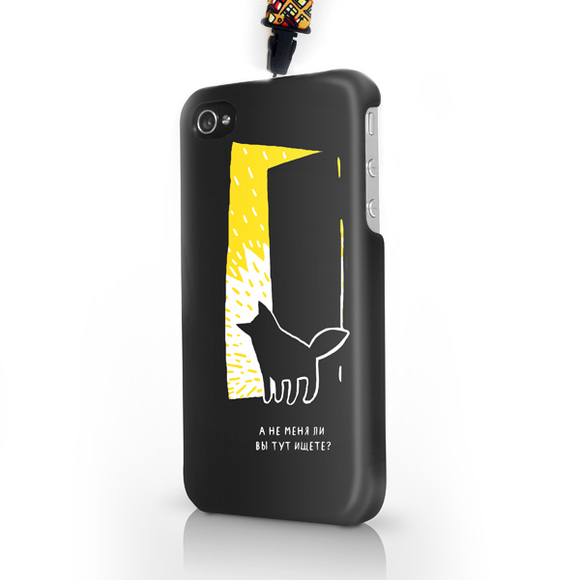 Чехол пластиковый для айфона SE/5/ 5S "Черная кошка в темной комнате -2" с ланъярдом